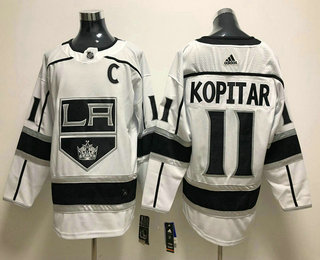 Men's Los Angeles Kings #11 Anze Kopitar White With C Patch 2017-2018 Hockey Adidas Stitched NHL Jersey