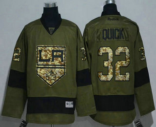 Men's Los Angeles Kings #32 Jonathan Quick Reebok Green Camo Player Jersey