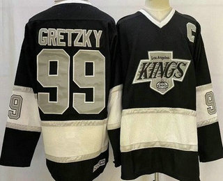 Men's Los Angeles Kings #99 Wayne Gretzky Black Throwback Stitched Jersey