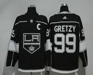 Men's Los Angeles Kings #99 Wayne Gretzky Black With C Patch 2017-2018 Hockey Adidas Stitched NHL Jersey