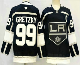 Men's Los Angeles Kings #99 Wayne Gretzky Black With LA 2024 Stitched Jersey