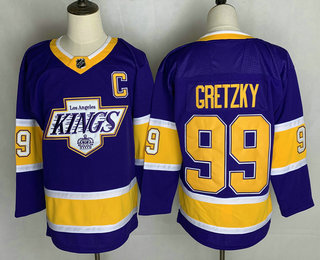 Men's Los Angeles Kings #99 Wayne Gretzky Purple 2021 Retro Stitched NHL Jersey