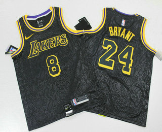 Men's Los Angeles Lakers ##8 24 Kobe Bryant Black 2020 Nike City Edition Printed Jersey