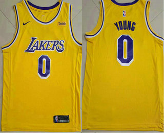 Men's Los Angeles Lakers #0 Nick Young Yellow 2021 Nike Swingman Stitched NBA Jersey With Sponsor Logo