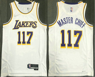 Men's Los Angeles Lakers #117 Master Chief White Nike Diamond 2022 Swingman Hot Press Jersey