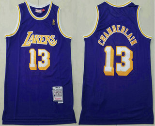 Men's Los Angeles Lakers #13 Wilt Chamberlain Purple 1971-72 Hardwood Classics Soul Swingman Throwback Jersey