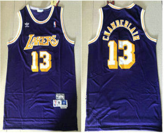 Men's Los Angeles Lakers #13 Wilt Chamberlain Purple Hardwood Classics Soul Swingman Throwback Jersey