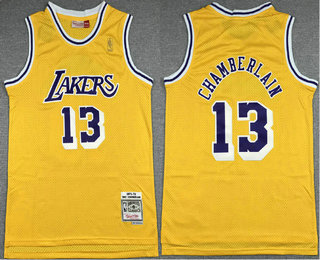 Men's Los Angeles Lakers #13 Wilt Chamberlain Yellow 1971-72 Hardwood Classics Soul Swingman Throwback Jersey