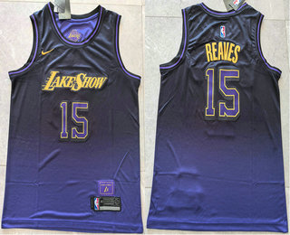 Men's Los Angeles Lakers #15 Austin Reaves Purple 2024 City Edition Swingman Stitched Jersey