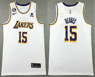 Men's Los Angeles Lakers #15 Austin Reaves White Association Edition With Patch Stitched Basketball Jersey