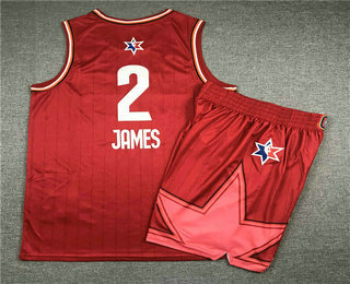 Men's Los Angeles Lakers #2 LeBron James Red Jordan Brand 2020 All-Star Game Swingman Stitched NBA Jersey With Shorts