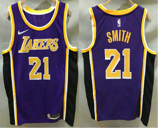 Men's Los Angeles Lakers #21 JR Smith Purple 2020 Nike Swingman Printed NBA Jersey