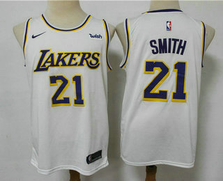 Men's Los Angeles Lakers #21 JR Smith White 2020 Nike Wish Swingman Stitched NBA Jersey