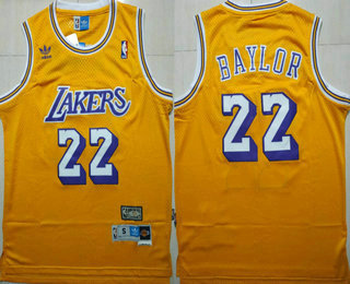 Men's Los Angeles Lakers #22 Elgin Baylor Yellow Swingman Stitched NBA Throwback Jersey