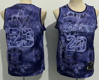 Men's Los Angeles Lakers #23 LeBron James 2023 Purple MVP Swingman Stitched Jersey