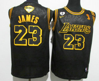 Men's Los Angeles Lakers #23 LeBron James Black 2020 NBA Finals Champions 2020 Nike City Edition Stitched Jersey