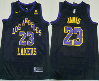 Men's Los Angeles Lakers #23 LeBron James Black 2023 City Icon Sponsor Swingman Jersey