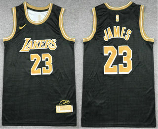 Men's Los Angeles Lakers #23 LeBron James Black Gold 2024 Select Series Stitched Jersey