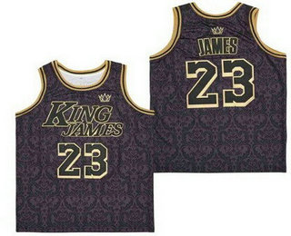 Men's Los Angeles Lakers #23 LeBron James Black King James Jersey