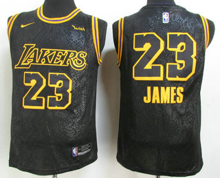 Men's Los Angeles Lakers #23 LeBron James Black NEW 2021 Nike City Edition Wish Patch Stitched Jersey