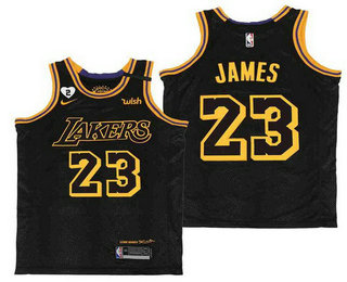 Men's Los Angeles Lakers #23 LeBron James Black NEW 2021 Nike City Edition Wish and Heart Stitched Jersey (2)