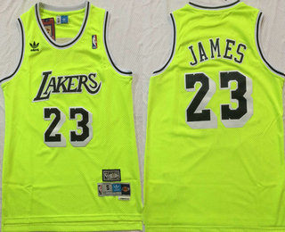 Men's Los Angeles Lakers #23 LeBron James Green Hardwood Classics Soul Swingman Throwback Jersey