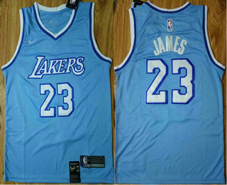 Men's Los Angeles Lakers #23 LeBron James NEW Light Blue 2020 Nike Swingman Stitched NBA Jersey