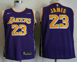 Men's Los Angeles Lakers #23 LeBron James Purple 2018-2019 Nike Wish Swingman Stitched NBA Jersey