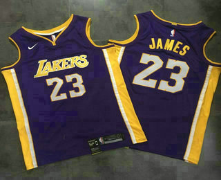 Men's Los Angeles Lakers #23 LeBron James Purple 2018 Nike AU Swingman ALL Stitched NBA Jersey