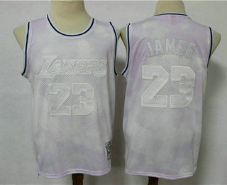 Men's Los Angeles Lakers #23 LeBron James Purple Hardwood Classics Soul Swingman Throwback Jersey