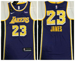 Men's Los Angeles Lakers #23 LeBron James Purple With KB Patch NEW 2021 Nike Wish AU Stitched NBA Jersey