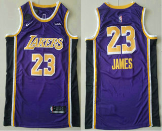 Men's Los Angeles Lakers #23 LeBron James Purple With KB Patch NEW 2021 Nike Wish Swingman Stitched NBA Jersey