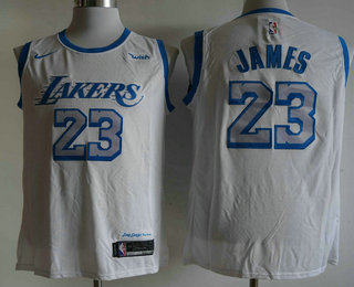 Men's Los Angeles Lakers #23 LeBron James White NEW 2021 Nike Wish City Edition Stitched Jersey