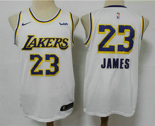 Men's Los Angeles Lakers #23 LeBron James White NEW 2021 Nike Wish Swingman Stitched NBA Jersey