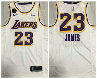 Men's Los Angeles Lakers #23 LeBron James White With KB Patch NEW 2021 Nike Wish AU Stitched NBA Jersey