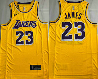 Men's Los Angeles Lakers #23 LeBron James Yellow NEW 2021 Nike AU Stitched Jersey