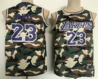 Men's Los Angeles Lakers #23 Lebron James Camo Swingman Nike Fashion Jersey