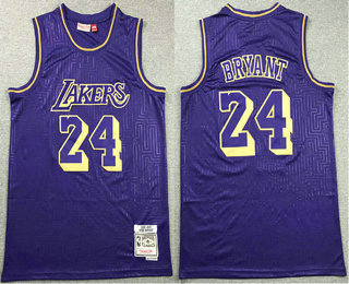 Men's Los Angeles Lakers #24 Kobe Bryant 1996-97 Purple Hardwood Classics Soul Swingman Throwback Jersey