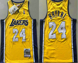 Men's Los Angeles Lakers #24 Kobe Bryant 2008-09 Yellow Hardwood Classics Soul AU Throwback V Neck Jersey