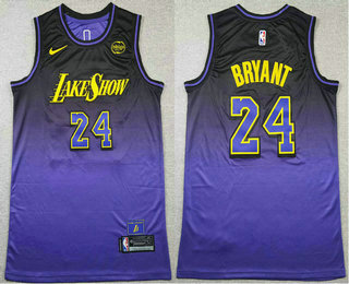 Men's Los Angeles Lakers #24 Kobe Bryant 2024 Purple City Edition Swingman Sponsor Stitched Jersey