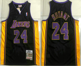 Men's Los Angeles Lakers #24 Kobe Bryant Black 2009-2010 Hardwood Classics Soul AU Throwback Jersey