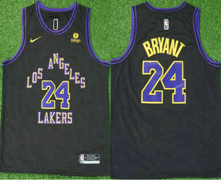 Men's Los Angeles Lakers #24 Kobe Bryant Black 2023 City Icon Sponsor Swingman Jersey