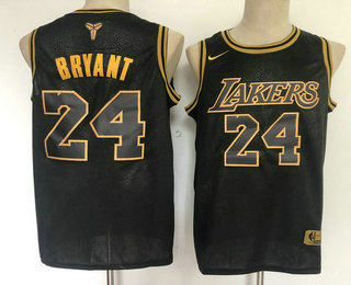 Men's Los Angeles Lakers #24 Kobe Bryant Black Golden Edition 2020 Nike City Edition Swingman Stitched NBA Jersey