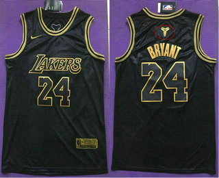 Men's Los Angeles Lakers #24 Kobe Bryant Black Golden Edition 2020 Nike City Edition Swingman Stitched NBA Jersey