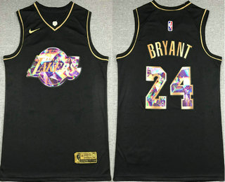 Men's Los Angeles Lakers #24 Kobe Bryant Black Golden Edition 75th Diamon Nike Swingman Stitched Jersey