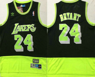 Men's Los Angeles Lakers #24 Kobe Bryant Black Green Split Hardwood Classics Jersey