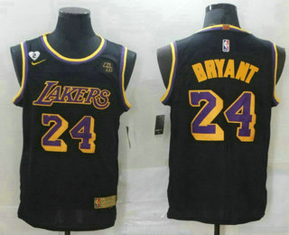 Men's Los Angeles Lakers #24 Kobe Bryant Black Heart With KB Nike Swingman 2021 Earned Edition Stitched Jersey With Sponsor Logo