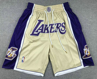 Men's Los Angeles Lakers #24 Kobe Bryant Black Mamba Gold Just Don Swingman Throwback Shorts