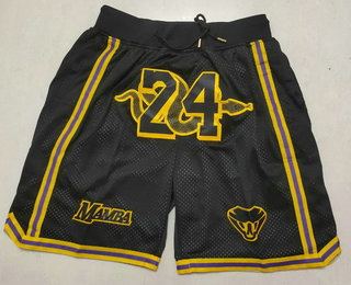 Men's Los Angeles Lakers #24 Kobe Bryant Black Mamba Just Don Swingman Throwback Shorts