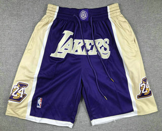 Men's Los Angeles Lakers #24 Kobe Bryant Black Mamba Purple Just Don Swingman Throwback Shorts